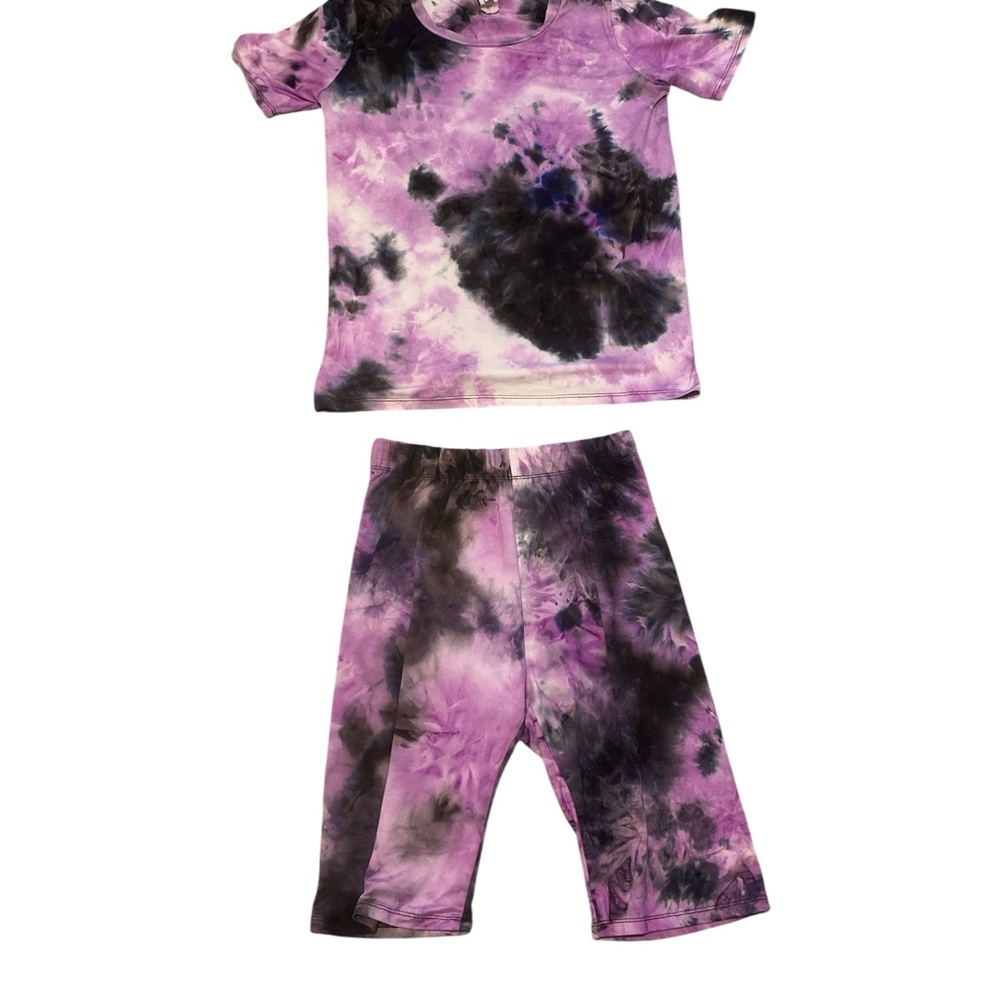 High Waist Purple and Black Short Set
